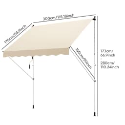 Aluminum pincer stand with handle, adjustable height, Polyester, for Beige balcony garden terrace