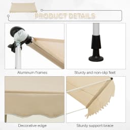 Aluminum pincer stand with handle, adjustable height, Polyester, for Beige balcony garden terrace