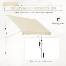 Aluminum pincer stand with handle, adjustable height, Polyester, for Beige balcony garden terrace