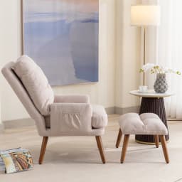Lounge Chair With Footrest, Backrest 5-stage Adjustable, Tiltable, Chair With Side Shelf Lazy Sofa