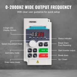 SucceBuy VFD Inverter 3KW/4KW/5.5KW Variable Frequency Drive 50/60Hz Input 0-2000Hz Output VFD for Spindle Motor Speed Control