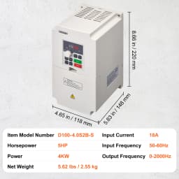 SucceBuy VFD Inverter 3KW/4KW/5.5KW Variable Frequency Drive 50/60Hz Input 0-2000Hz Output VFD for Spindle Motor Speed Control