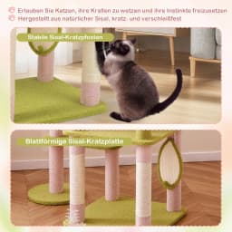 148 cm Cat Scratching Post, Flower Theme, Multi-Tier Cat Tree with Cat Cave, Hammock, Sisal Posts, Scratching Board, Ball