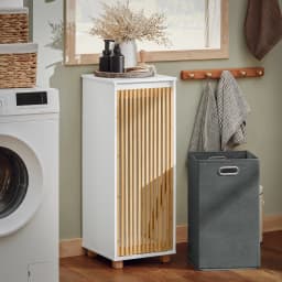 SoBuy BZR126-W laundry wardrobe with a fold-out laundry bag, laundry chest, laundry collector, and laundry basket, bathroom wardrobe, WxDxH approx. 32x85x33cm