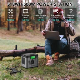 500W(Peak 1000W) Power Station Solar Generator Emergency Power Charger Power Bank Backup Battery for Outdoor Camping,Home Energy
