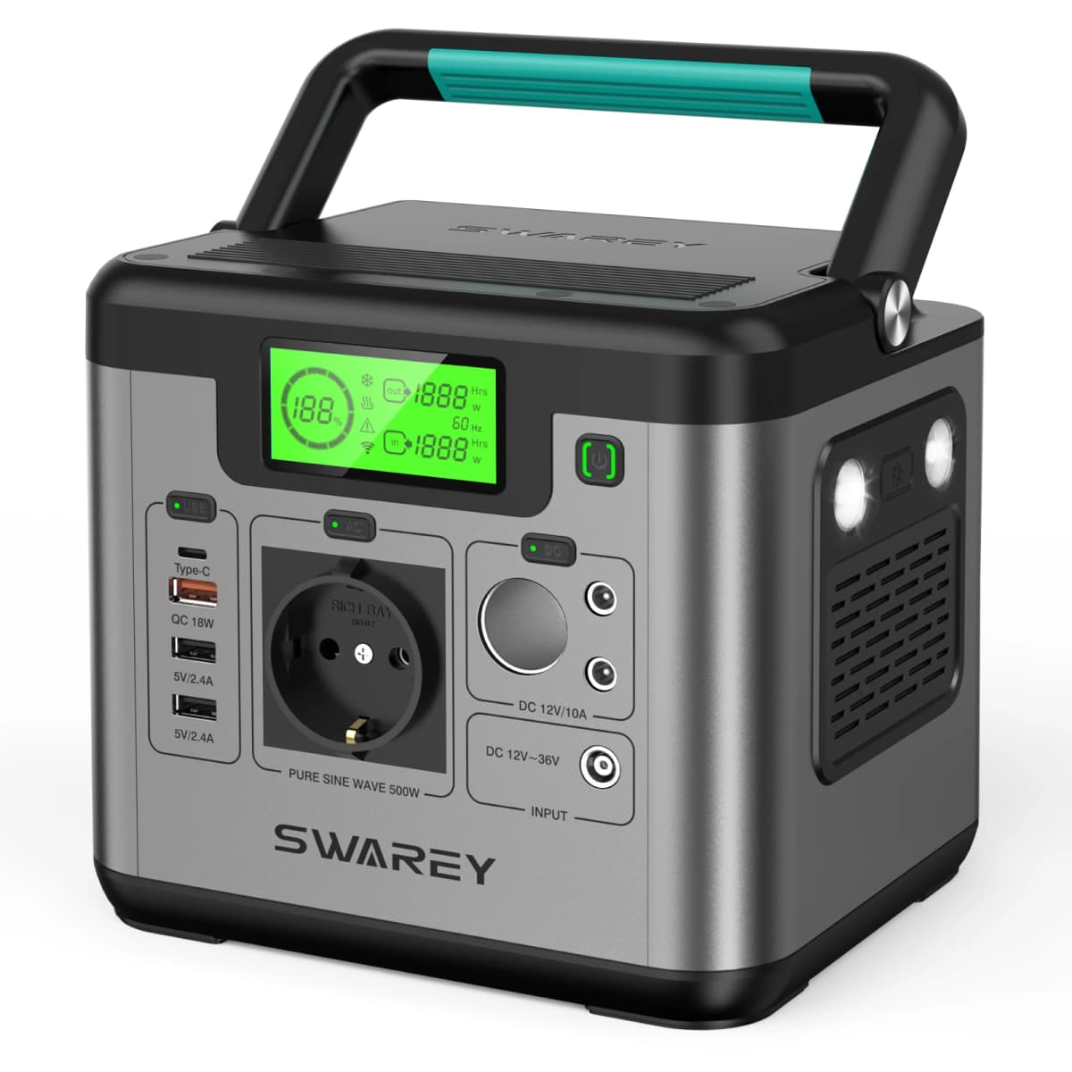 500W(Peak 1000W) Power Station Solar Generator Emergency Power Charger Power Bank Backup Battery for Outdoor Camping,Home Energy