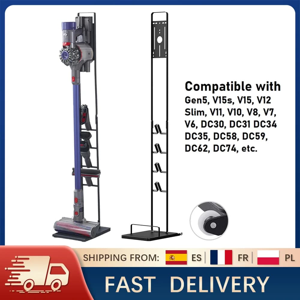 Freestanding Vacuum Cleaner Holder Rack for Dyson V15 V12 V11 V10 V8 V7 V6 Organizer DC58/DC59/DC62 etc No Drilling Metal Stand
