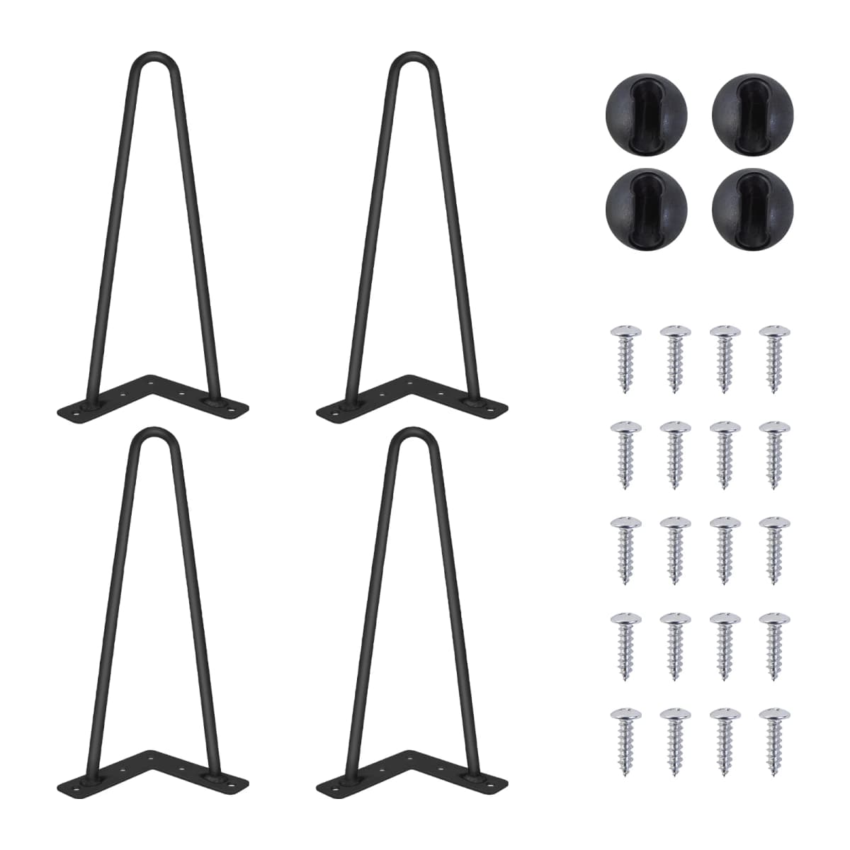 Black Industrial Metal Hairpin Table Legs - 12 Inch, 30cm DIY Heavy Duty Set of 4 with Screws and Floor Protector Feet