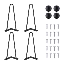 Black Industrial Metal Hairpin Table Legs - 12 Inch, 30cm DIY Heavy Duty Set of 4 with Screws and Floor Protector Feet