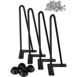 Black Industrial Metal Hairpin Table Legs - 12 Inch, 30cm DIY Heavy Duty Set of 4 with Screws and Floor Protector Feet