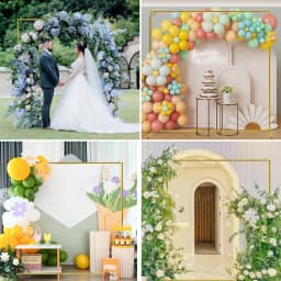 6.6x4.9ft/6.6x6.6ft Gold Wedding Arches Square Backdrop Stand Metal Balloon Arch Stand For Ceremony Birthday Party Bridal Decora