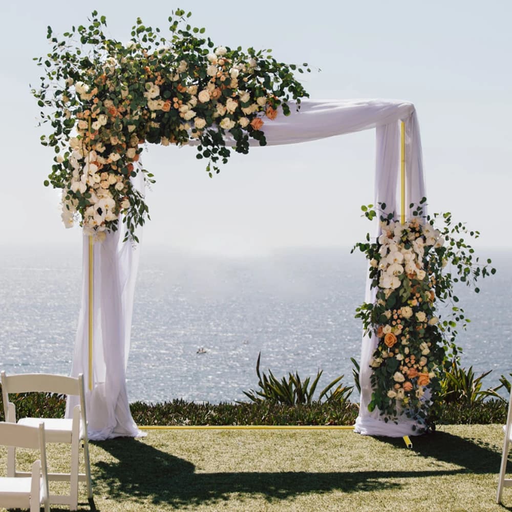 6.6x4.9ft/6.6x6.6ft Gold Wedding Arches Square Backdrop Stand Metal Balloon Arch Stand For Ceremony Birthday Party Bridal Decora