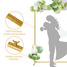 6.6x4.9ft/6.6x6.6ft Gold Wedding Arches Square Backdrop Stand Metal Balloon Arch Stand For Ceremony Birthday Party Bridal Decora
