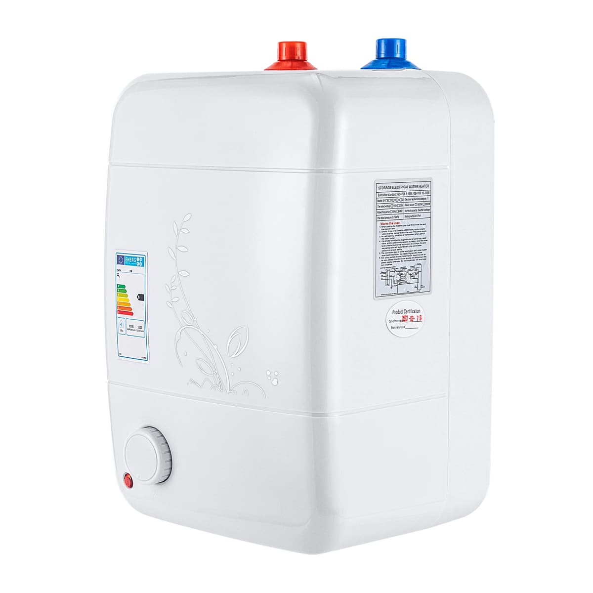 1500W 8L Electric Water Heater Fast Heating Wall/Floor Mount Adjustable 30-75°C Electric Water Heater