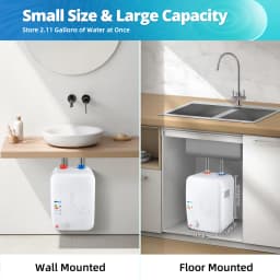 1500W 8L Electric Water Heater Fast Heating Wall/Floor Mount Adjustable 30-75°C Electric Water Heater