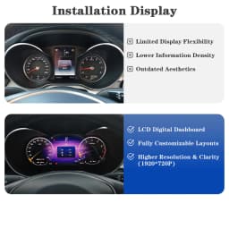 AUTOTOP 12.3" LCD Dashboard Panel Digital Instrument Gauge for Mercedes Benz C-Class W204 NTG 4.0 2008-2011 Odometer Tachometer