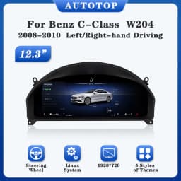 AUTOTOP 12.3" LCD Dashboard Panel Digital Instrument Gauge for Mercedes Benz C-Class W204 NTG 4.0 2008-2011 Odometer Tachometer