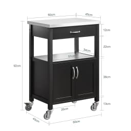 SoBuy FKW22 rubber kitchen trolley Wood serving trolley trolley narrow drink trolley for office kitchen living room dining room