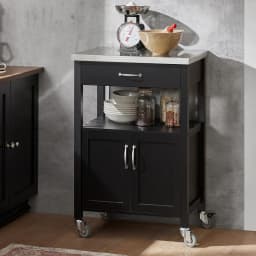 SoBuy FKW22 rubber kitchen trolley Wood serving trolley trolley narrow drink trolley for office kitchen living room dining room