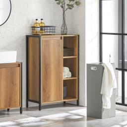 SoBuy BZR65-PF laundry wardrobe with fold-out laundry bags laundry bag laundry chest laundry basket bathroom furniture BHT approx.: 60x90x30cm