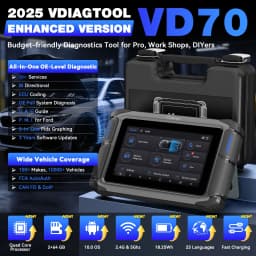 VDIAGTOOL VD70 OBD2 Scanner Diagnostic Tool with ECU Coding 36+ Resets PMI FCA AutoAuth CAN FD & DoIP VAG Guide, 3-Year Update