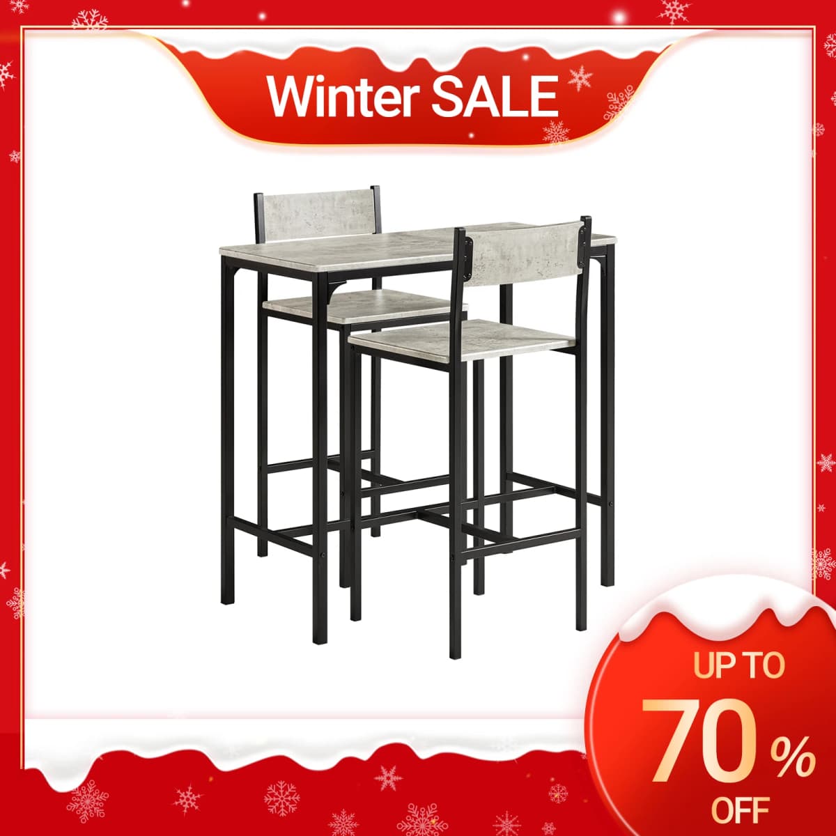 SoBuy OGT03 Bar Table Set 3-piece dining table Bistro table Balcony furniture Bistro furniture