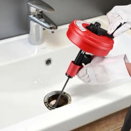 Handheld Red Drain Snake Unblocker Pipe Cleaning Spiral with Drill Attachment Remove Hair and Blockage Fits Almost All Drains