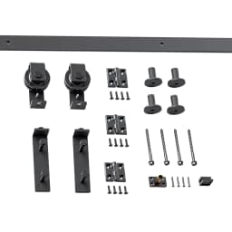 46" Folding Sliding Barn Door Hardware Kit for 42" 2 Doors Smoothly Quietly Black Track Shape Roller
