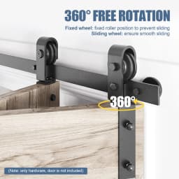 46" Folding Sliding Barn Door Hardware Kit for 42" 2 Doors Smoothly Quietly Black Track Shape Roller
