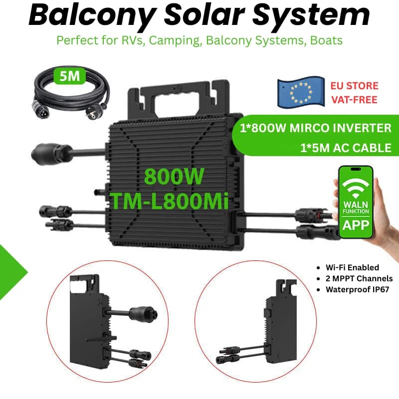 Hot!800W Micro Inverter with 2 Mppt, Wi-Fi, Waterproof, Ip67 for 280W-550W Solar Modules – for Balcony Systems, 96% Efficiency