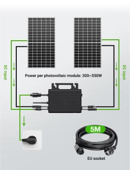 Hot!800W Micro Inverter with 2 Mppt, Wi-Fi, Waterproof, Ip67 for 280W-550W Solar Modules – for Balcony Systems, 96% Efficiency