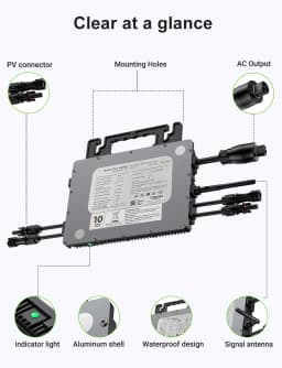 Hot!800W Micro Inverter with 2 Mppt, Wi-Fi, Waterproof, Ip67 for 280W-550W Solar Modules – for Balcony Systems, 96% Efficiency