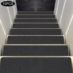 15PCS Self Adhesive Stair Carpets Non-Slip Noise Reduction Soft Mats for Home Office Hotel Stairs 20x76cm
