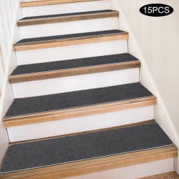 15PCS Self Adhesive Stair Carpets Non-Slip Noise Reduction Soft Mats for Home Office Hotel Stairs 20x76cm