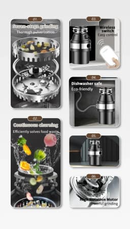 Kitchen Garbage Disposal 560W Stainless Steel Waste Disposer Food Crusher for Residue Processor Home Kitchen