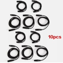 10Pcs 2M DMX XLR Cable Set 3 Pins Metal Connectors Multi-Layer Shielding Non-Waterproof For Stage Lighting & Events