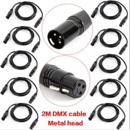 10Pcs 2M DMX XLR Cable Set 3 Pins Metal Connectors Multi-Layer Shielding Non-Waterproof For Stage Lighting & Events