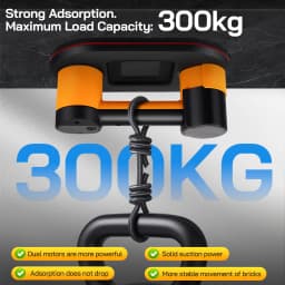 Electric Suction Lifter with LCD Display 27cm 300kg Battery Vacuum Suction Cup Heavy Duty Glass Tile Lifter for Rough Tiles
