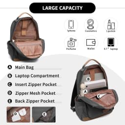 Miss Lulu WOMEN'S Backpack: Waterproof, Laptop & School Records-school, College, Travel & Work Day Backpack