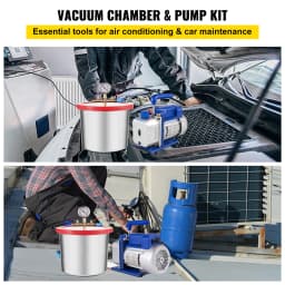 SucceBuy Vacuum Pump 4CFM 1/3HP Single Stage with 2 Gallon Vacuum Chamber Silicone Expoxy Degassing Vacuum Pump Air Conditioning