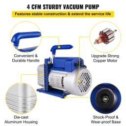 SucceBuy Vacuum Pump 4CFM 1/3HP Single Stage with 2 Gallon Vacuum Chamber Silicone Expoxy Degassing Vacuum Pump Air Conditioning