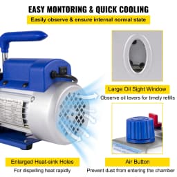 SucceBuy Vacuum Pump 4CFM 1/3HP Single Stage with 2 Gallon Vacuum Chamber Silicone Expoxy Degassing Vacuum Pump Air Conditioning