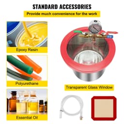SucceBuy Vacuum Pump 4CFM 1/3HP Single Stage with 2 Gallon Vacuum Chamber Silicone Expoxy Degassing Vacuum Pump Air Conditioning