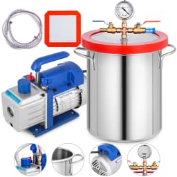 SucceBuy Vacuum Pump 4CFM 1/3HP Single Stage with 2 Gallon Vacuum Chamber Silicone Expoxy Degassing Vacuum Pump Air Conditioning