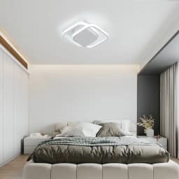 LED Ceiling Lights, 2 Squares Flush Mount Ceiling Lighting, 32W 6500K Black and White Ceiling Light Fitting for Bedroom Kitchen
