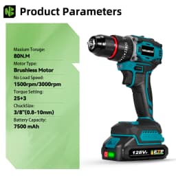 NEWBENY 25+3 Torque Brushless Electric Drill Cordless Multifunction Screwdriver Househeld DIY Power Tools For Makita Battery Pin