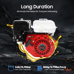 7.5HP 212CC OHV 4-Stroke Gasoline Engine 3600RPM, 20mm Crankshaft Recoil Start Air Cooled Petrol Engine for Go Kart Water Pump