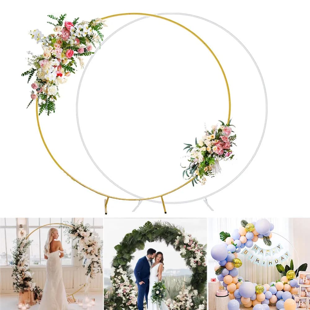 Metal Wedding Balloon Arch Stand Circular Wreath Balloon Party Decoration Backdrop Birthday Baby Shower Event Decor Arch Frame