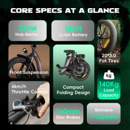 Fafrees Folding Electric Bicycle Adults 20 Inch Fat Tire City E-bike with 36V 18Ah Removable Battery 90km Range