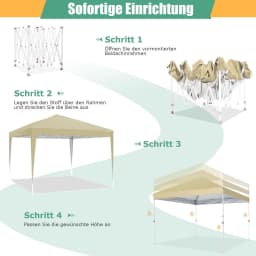 3x3m Popup Pavilion Waterproof Beer Tent Foldable Canopy without sidewall,3Height Adjustable,Party Tent For Garden,Beach,Markets
